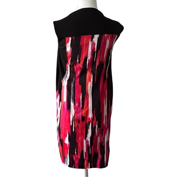 Styled by Joe Zee Watercolor Printed Dress Size 6 Black / Fuchsia / red - Picture 2 of 5
